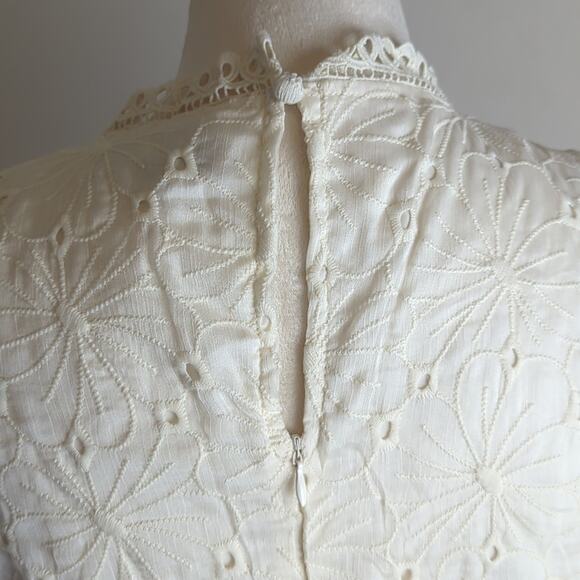 Lulus Coquette Eyelet Lace Embroidered Ruffed Top With Belt Meduim - Picture 8 of 11